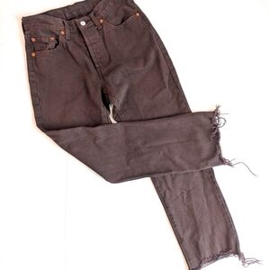 LEVI'S 501 Women's Dark Brown Cropped Raw Hem Jeans Size 27 X 28